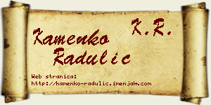 Kamenko Radulić vizit kartica